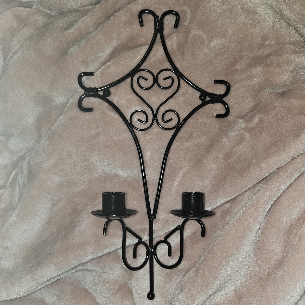 Black Wrought Iron Wall Candle Holder